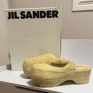 Jil Sander cream Fur Mules